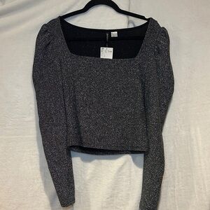 H&M Elegant Black Glitter Cropped Women's Top